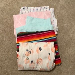 Baby girl swaddle and car seat cover bundle